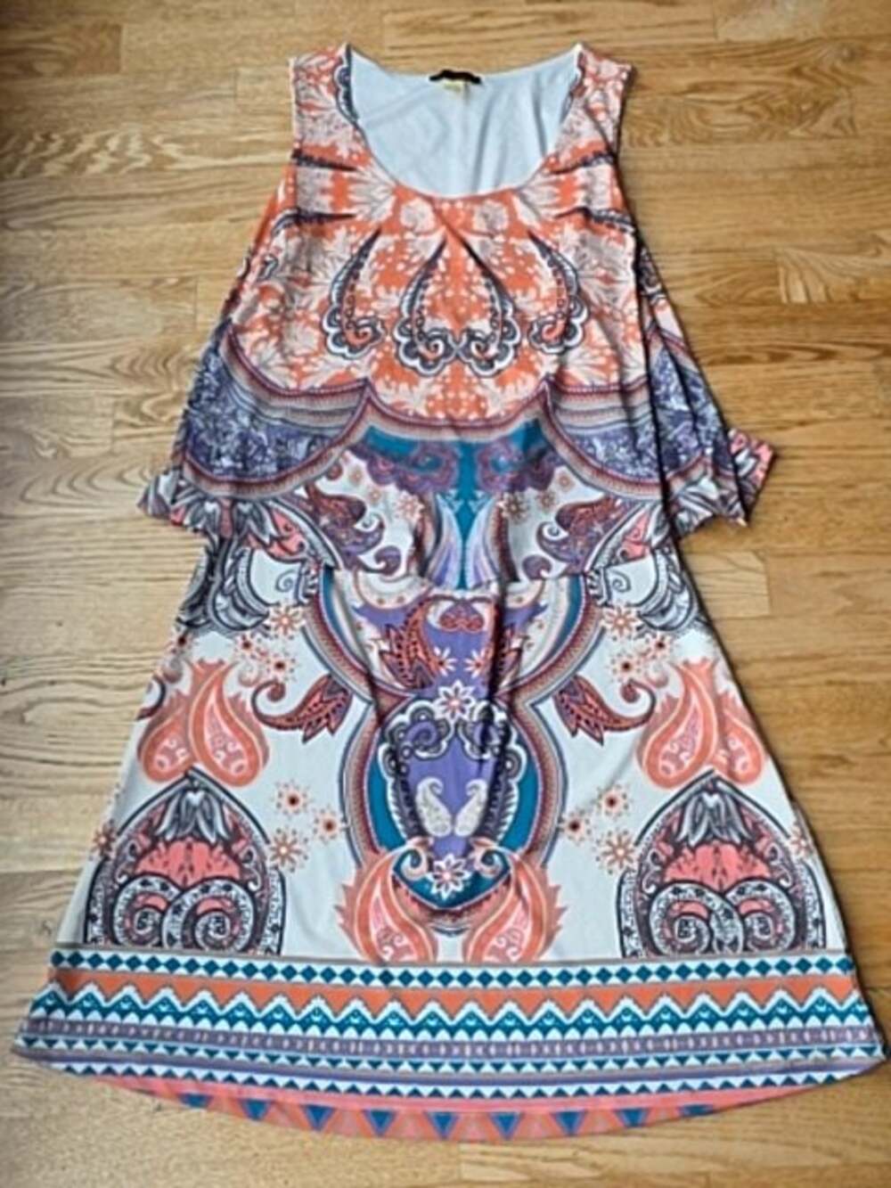 (S) Renuar Bohemian Summer Paisley Multicolor Sleeveless Dress Vacation Summer